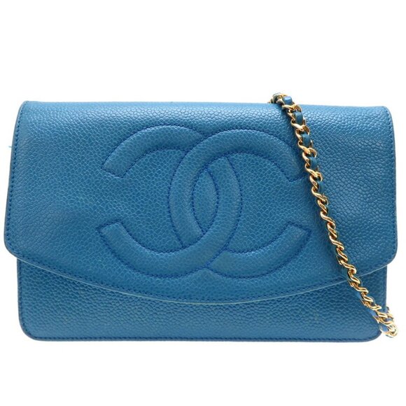 CHANEL Blue Caviar Leather Coco Mark Shoulder Bag - Picture 1 of 10